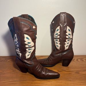 Nine West Brown Leather Cowgirl Boots